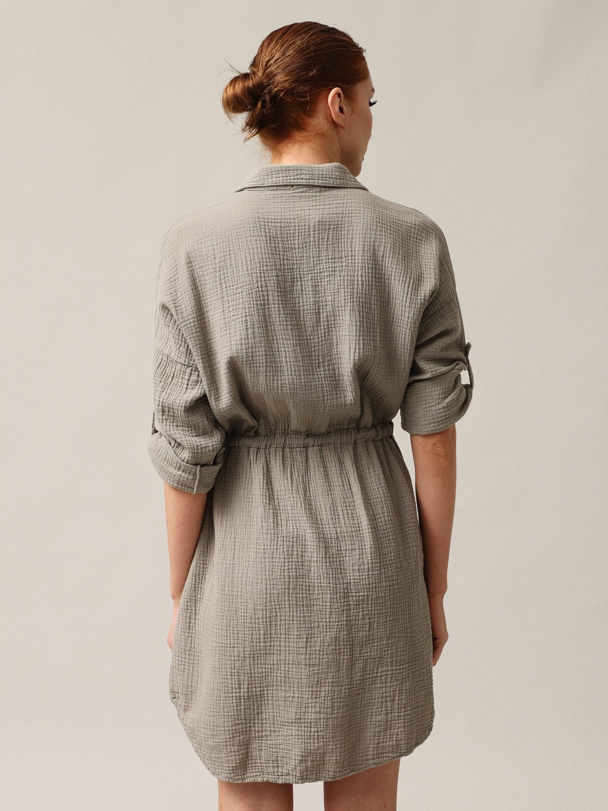 Shirt-type muslin dress