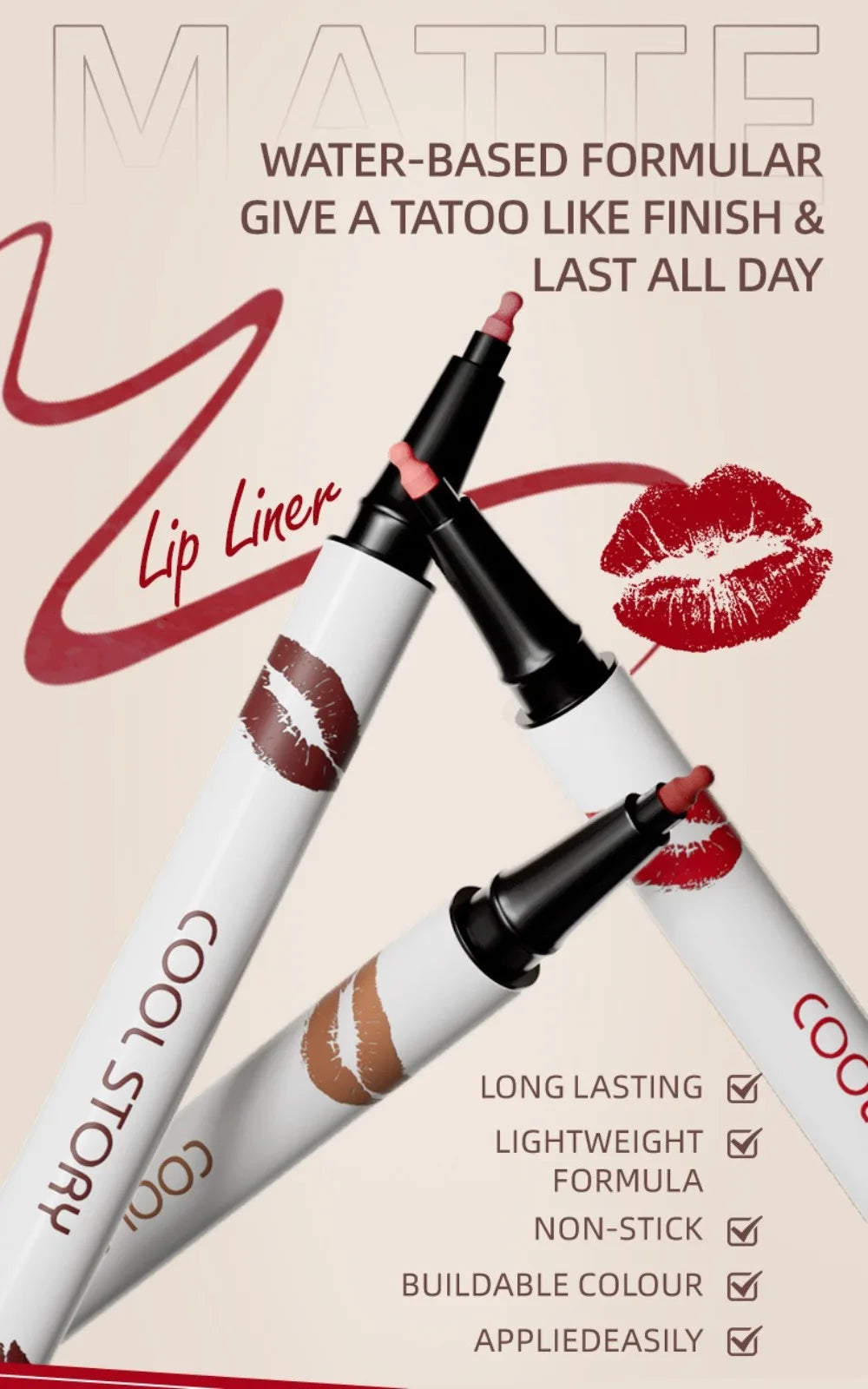 Liquid Matte Lipliner Pencil Waterproof Lasting Lipstick Pen Natural Quick Drying No Cup Lip Liner Outline Lips Contour Makeup