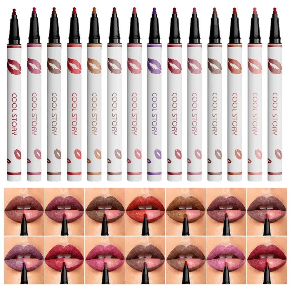 Liquid Matte Lipliner Pencil Waterproof Lasting Lipstick Pen Natural Quick Drying No Cup Lip Liner Outline Lips Contour Makeup
