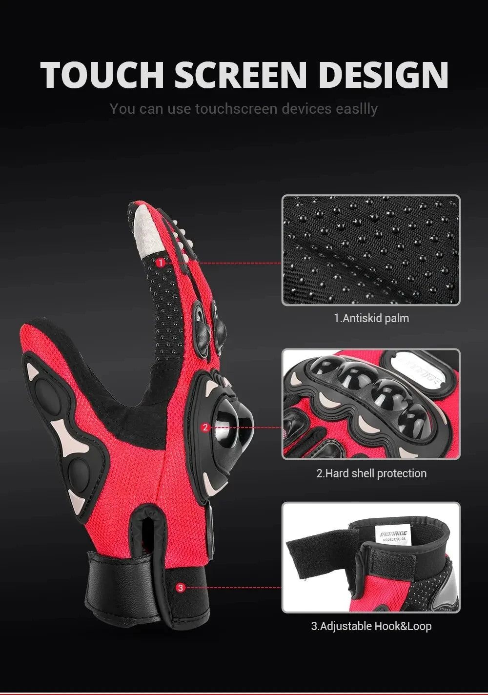 Summer Breathable Motorcycle Gloves Touch Screen Men Women MTB Bike Gloves Outdoor Motorbike Riding Bicycle Gloves