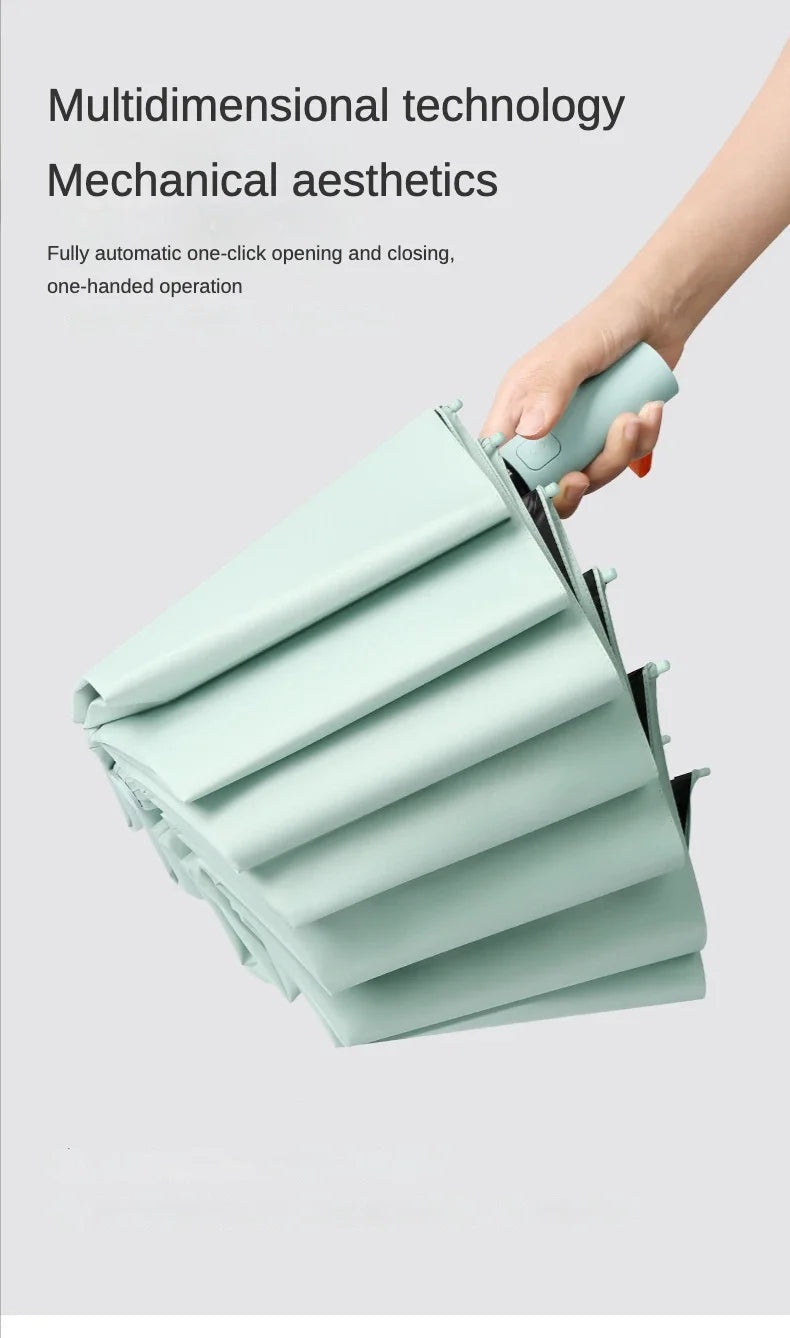 Parapluie automatique pour hommes à 72 baleines, ultra résistant, coupe-vent, pliable, renforcé, grande taille, imperméable et protection solaire pour femmes