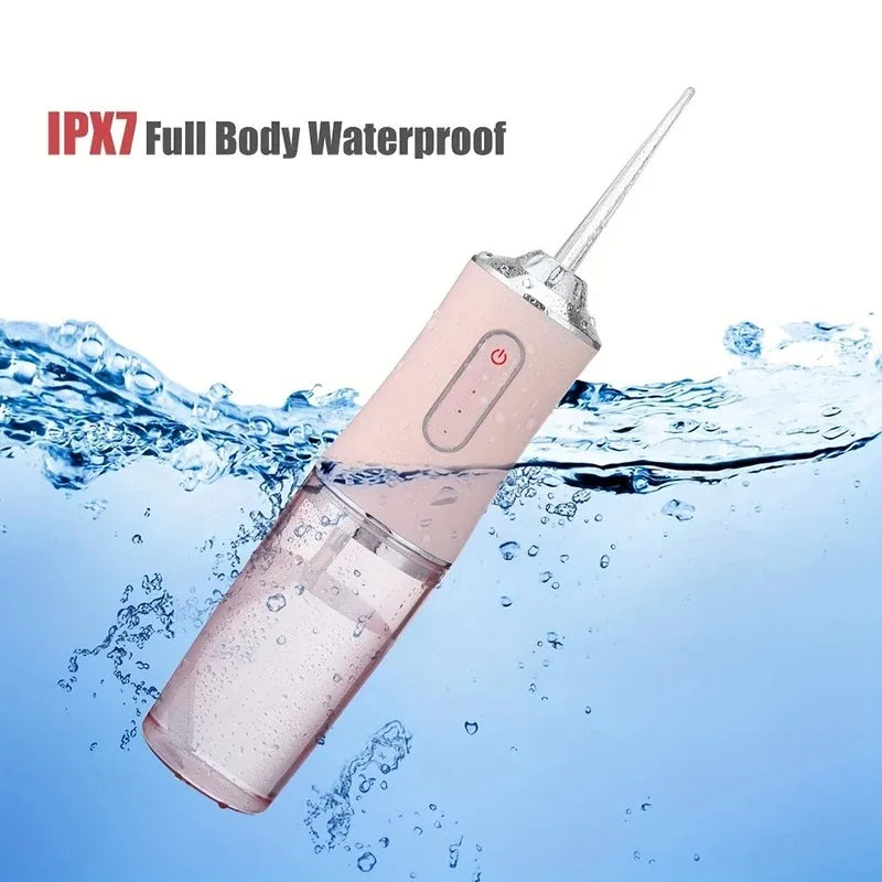 Irrigateur buccal portable USB, fil dentaire à eau, outils de jet dentaire, pic pour le nettoyage des dents, 200ML, 4 buses, agents de nettoyage buccal