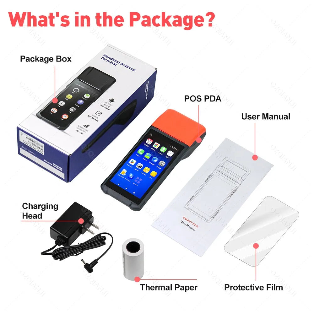 GZQIANJI Android 11/12 POS Bluetooth Thermal Printer Receipt Portable NFC Terminal Handheld PDA Point Of Sale System All in One