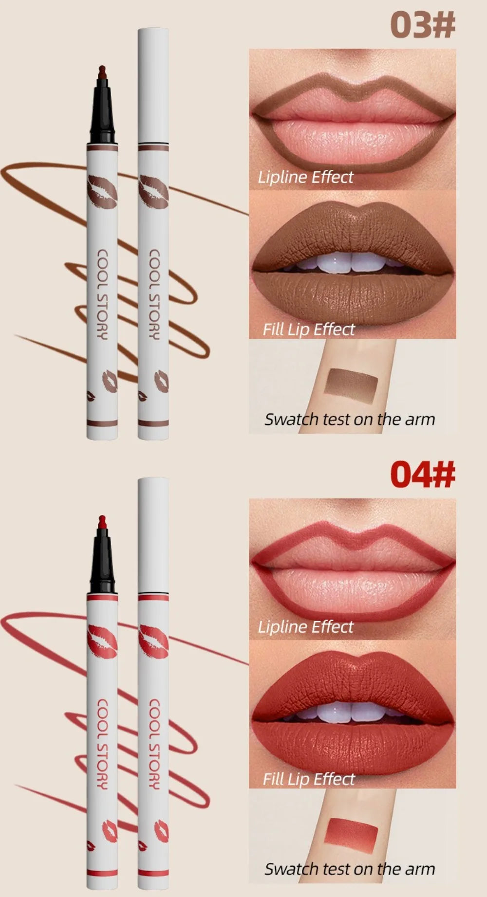 Liquid Matte Lipliner Pencil Waterproof Lasting Lipstick Pen Natural Quick Drying No Cup Lip Liner Outline Lips Contour Makeup