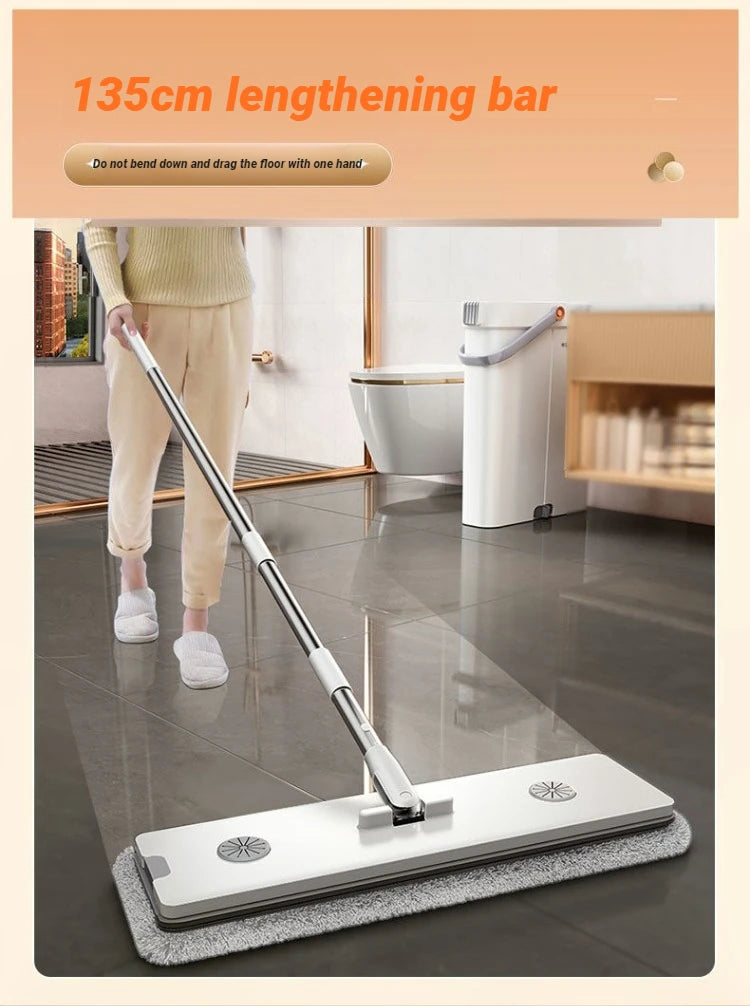 serpillière Joybos 360 Spin Mop 33cm Bucket Set Hand-Free Flat Barrel Washing and Squeeze With Scraper Floor Cleaning For Home Wet Dry Mops