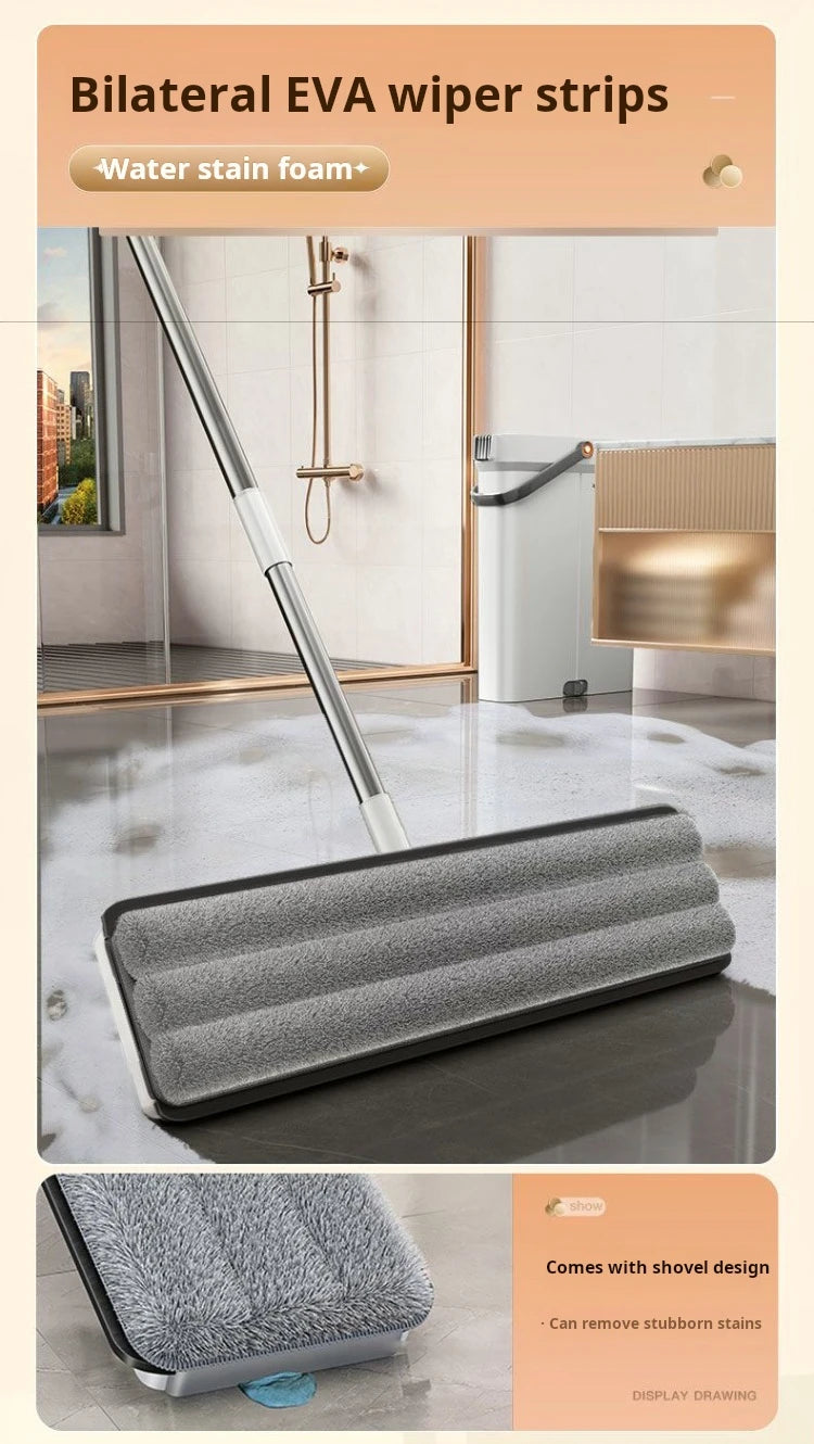 serpillière Joybos 360 Spin Mop 33cm Bucket Set Hand-Free Flat Barrel Washing and Squeeze With Scraper Floor Cleaning For Home Wet Dry Mops