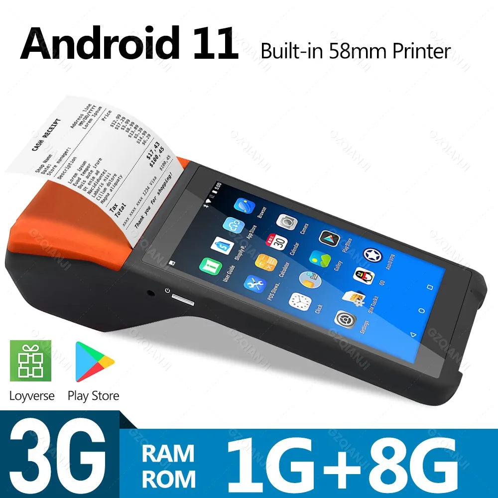 GZQIANJI Android 11/12 POS Bluetooth Thermal Printer Receipt Portable NFC Terminal Handheld PDA Point Of Sale System All in One
