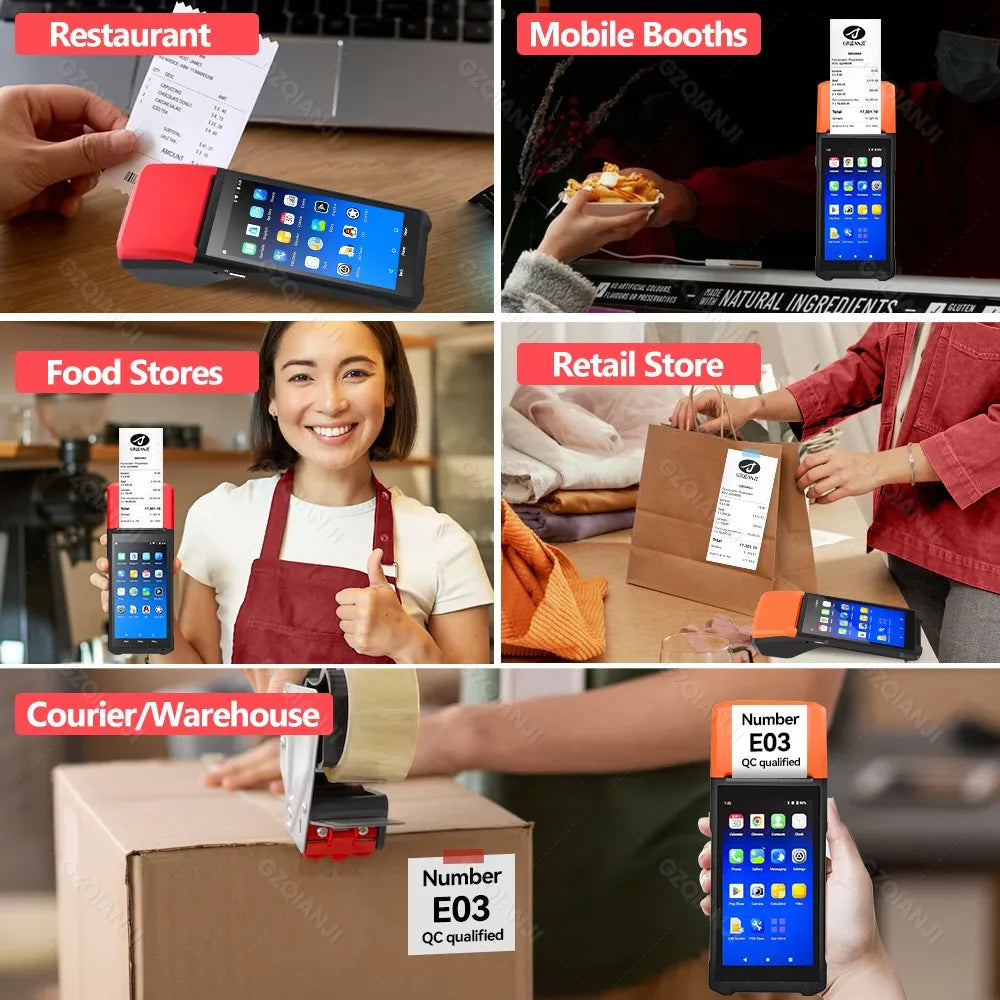 GZQIANJI Android 11/12 POS Bluetooth Thermal Printer Receipt Portable NFC Terminal Handheld PDA Point Of Sale System All in One