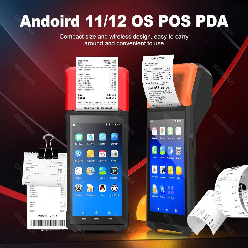 GZQIANJI Android 11/12 POS Bluetooth Thermal Printer Receipt Portable NFC Terminal Handheld PDA Point Of Sale System All in One