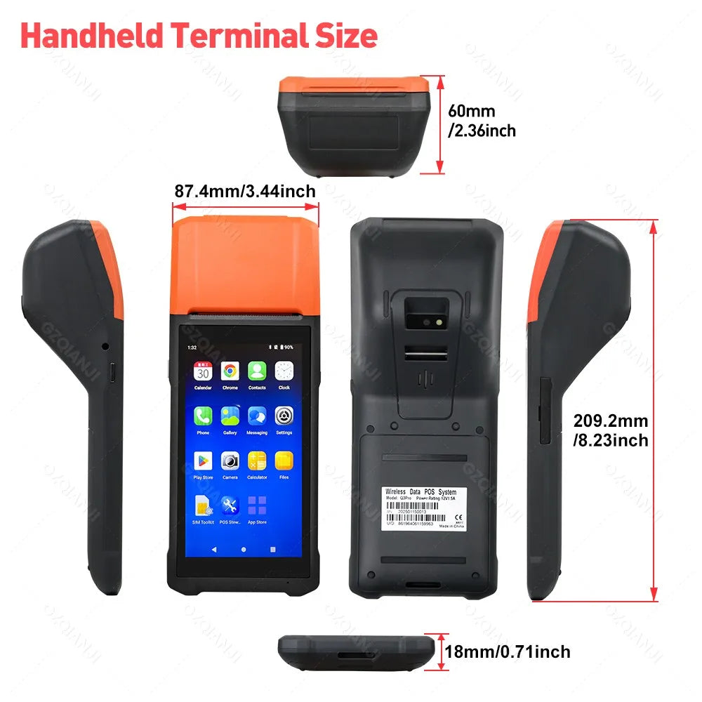 GZQIANJI Android 11/12 POS Bluetooth Thermal Printer Receipt Portable NFC Terminal Handheld PDA Point Of Sale System All in One