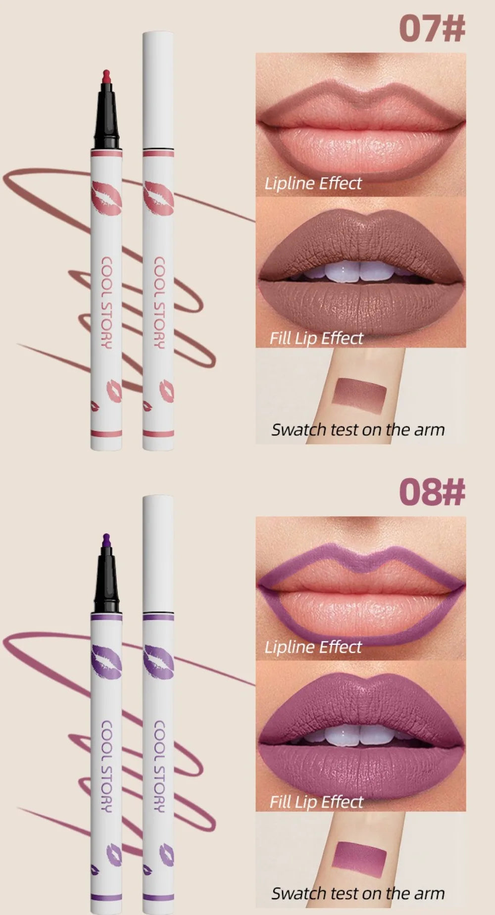 Liquid Matte Lipliner Pencil Waterproof Lasting Lipstick Pen Natural Quick Drying No Cup Lip Liner Outline Lips Contour Makeup