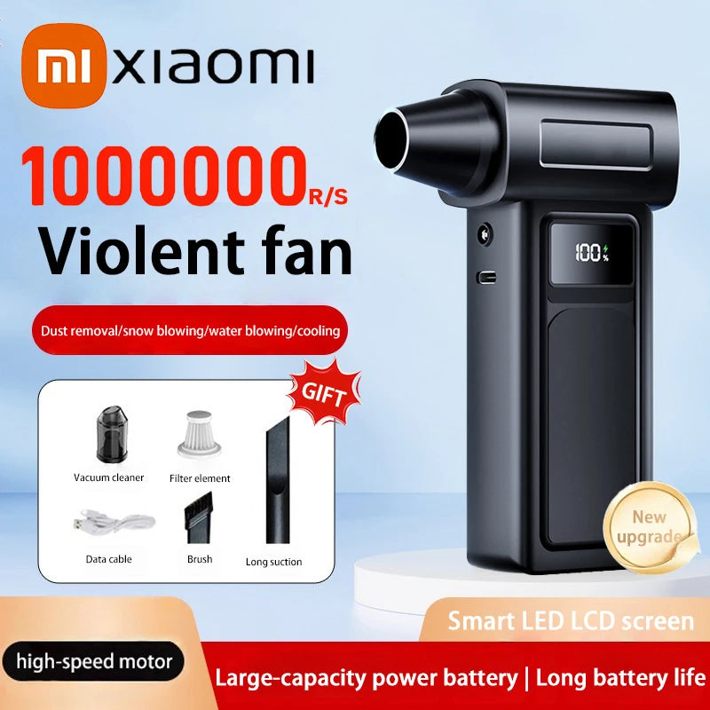 Souffleur Turbo Électrique Xiaomi 1000000RPM, Souffleur d'Air Puissant, Nettoyeur de Poussière Portable, Chargement USB, Souffleur à Jet Sans Brosse 65m/s