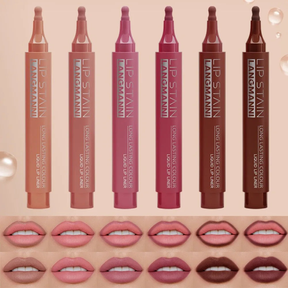 6 Colors Liquid Lip Liner Pencil Long Lasting Nude Lipstick Matte Lip Liner Stick Non-stick Cup Natural Lips Contour Pen Makeup