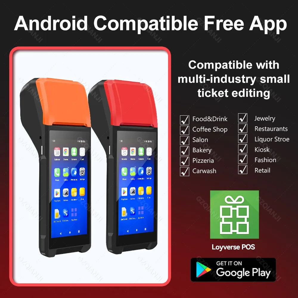 GZQIANJI Android 11/12 POS Bluetooth Thermal Printer Receipt Portable NFC Terminal Handheld PDA Point Of Sale System All in One