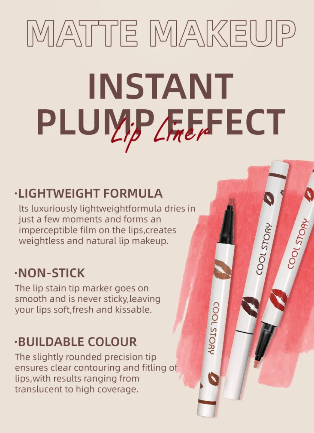 Liquid Matte Lipliner Pencil Waterproof Lasting Lipstick Pen Natural Quick Drying No Cup Lip Liner Outline Lips Contour Makeup