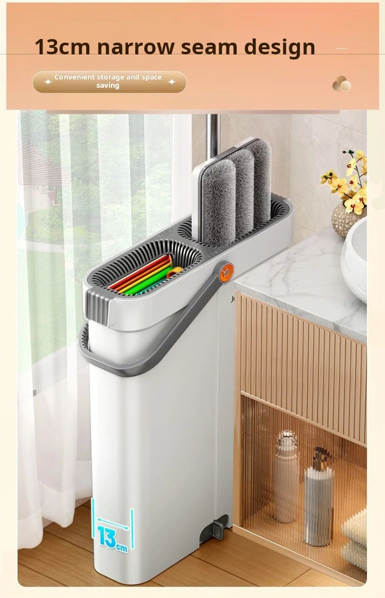 serpillière Joybos 360 Spin Mop 33cm Bucket Set Hand-Free Flat Barrel Washing and Squeeze With Scraper Floor Cleaning For Home Wet Dry Mops
