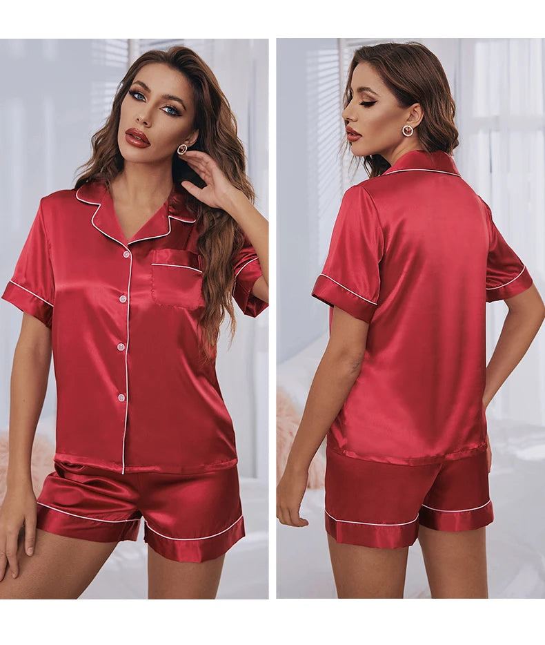 pyjama Womens Silk Satin 2 pièces