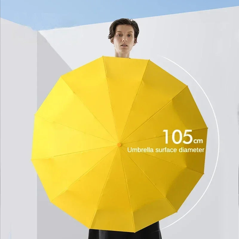 Parapluie automatique pour hommes à 72 baleines, ultra résistant, coupe-vent, pliable, renforcé, grande taille, imperméable et protection solaire pour femmes