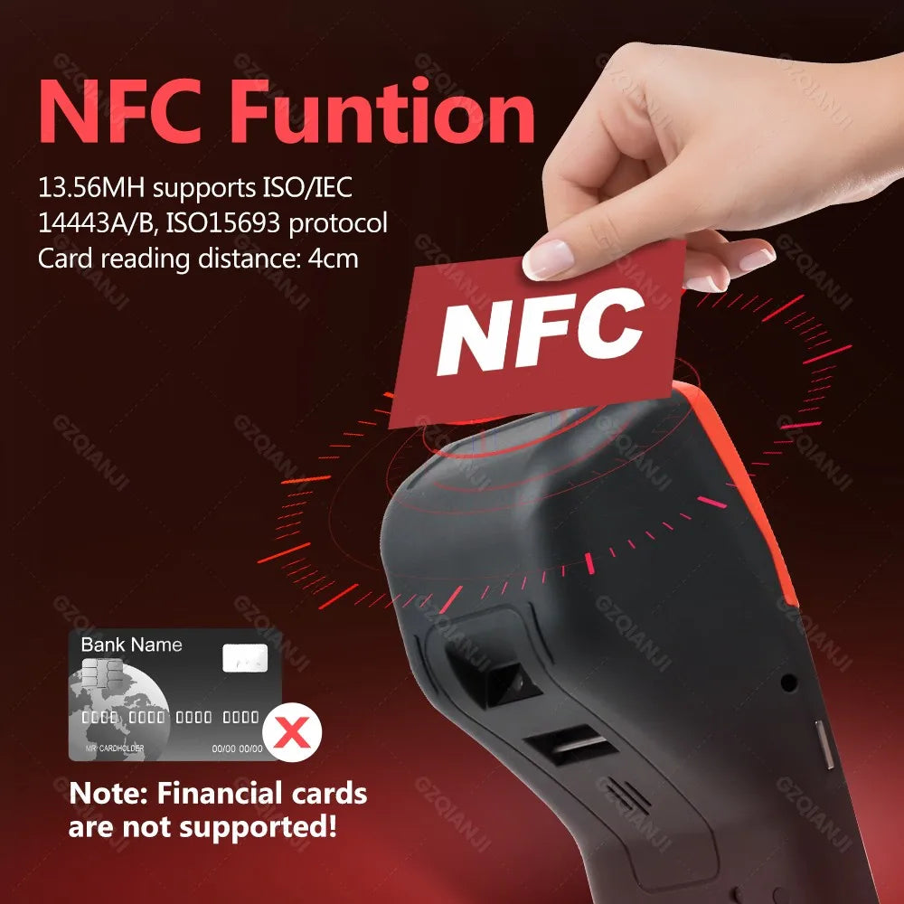 GZQIANJI Android 11/12 POS Bluetooth Thermal Printer Receipt Portable NFC Terminal Handheld PDA Point Of Sale System All in One