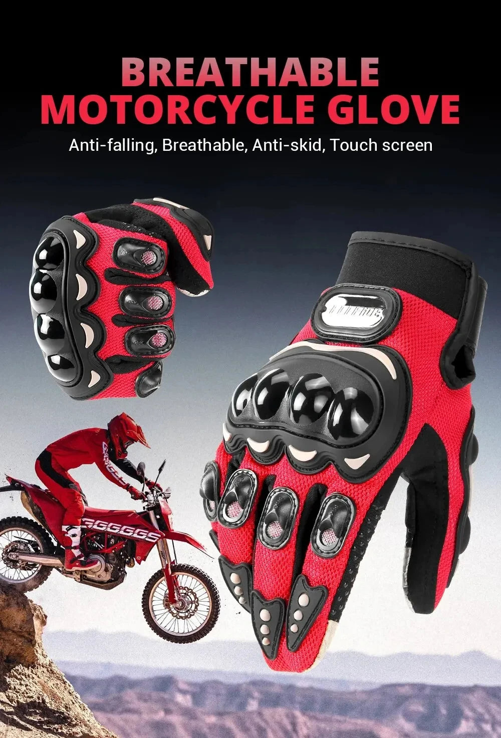 Summer Breathable Motorcycle Gloves Touch Screen Men Women MTB Bike Gloves Outdoor Motorbike Riding Bicycle Gloves