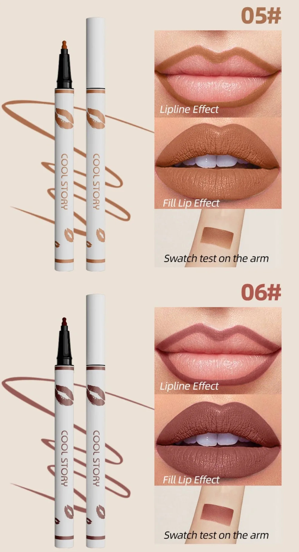 Liquid Matte Lipliner Pencil Waterproof Lasting Lipstick Pen Natural Quick Drying No Cup Lip Liner Outline Lips Contour Makeup