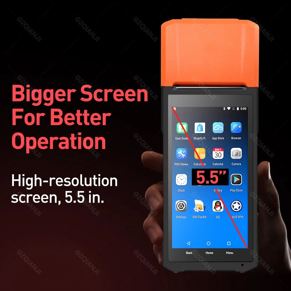 GZQIANJI Android 11/12 POS Bluetooth Thermal Printer Receipt Portable NFC Terminal Handheld PDA Point Of Sale System All in One