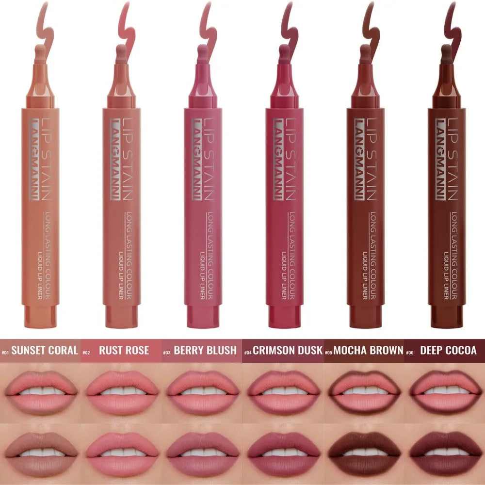 6 Colors Liquid Lip Liner Pencil Long Lasting Nude Lipstick Matte Lip Liner Stick Non-stick Cup Natural Lips Contour Pen Makeup