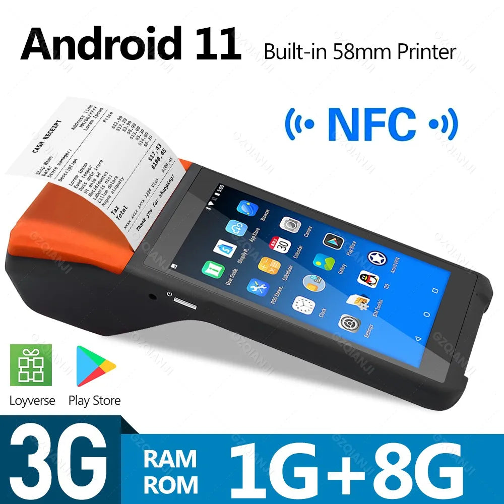 GZQIANJI Android 11/12 POS Bluetooth Thermal Printer Receipt Portable NFC Terminal Handheld PDA Point Of Sale System All in One