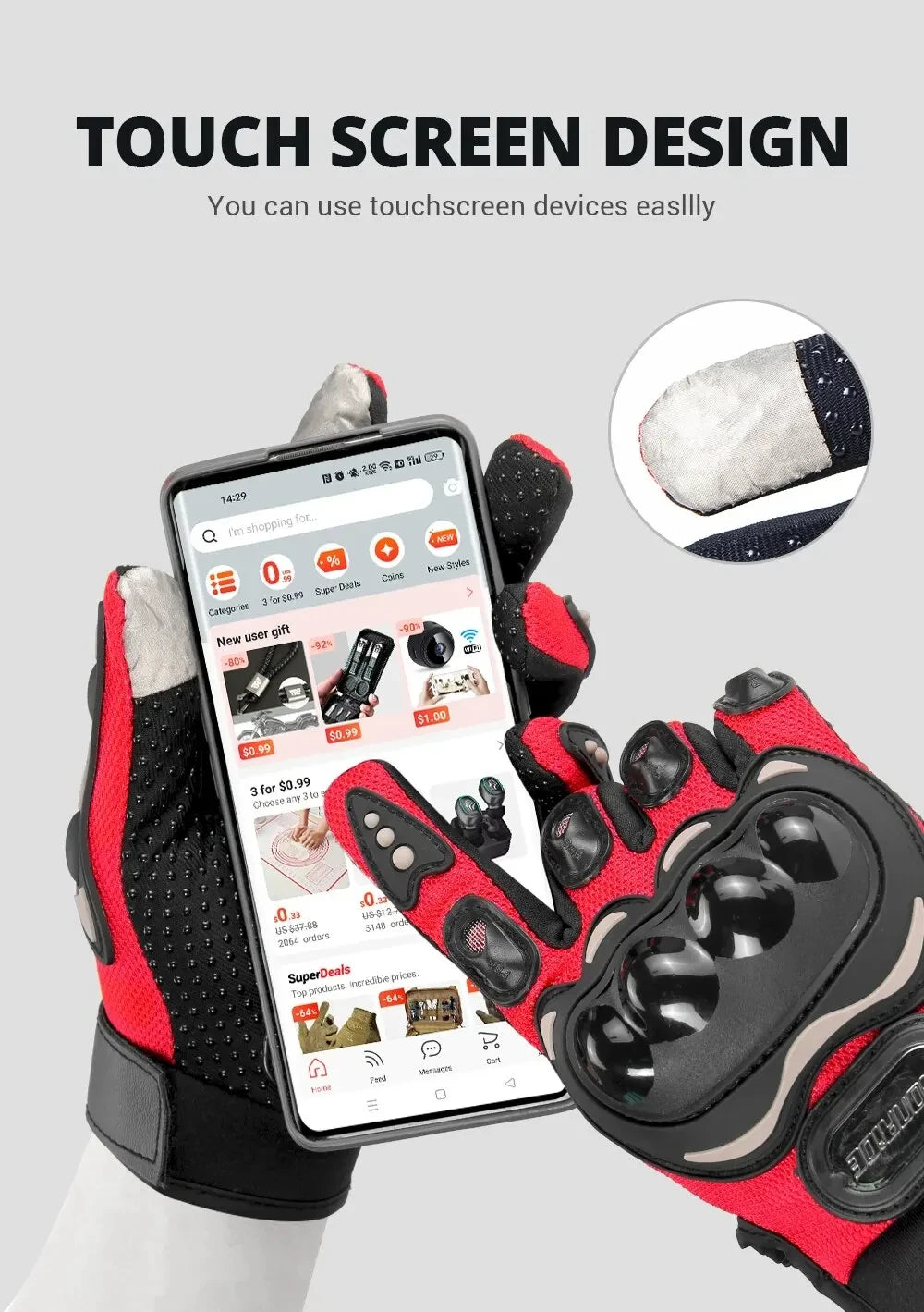 Summer Breathable Motorcycle Gloves Touch Screen Men Women MTB Bike Gloves Outdoor Motorbike Riding Bicycle Gloves